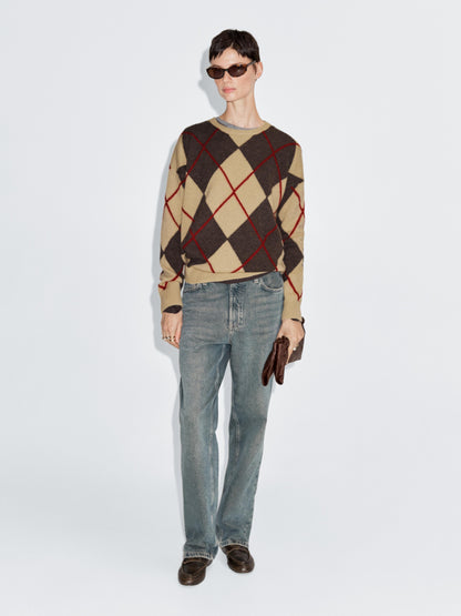 Wool blend sweater with argyle detailing