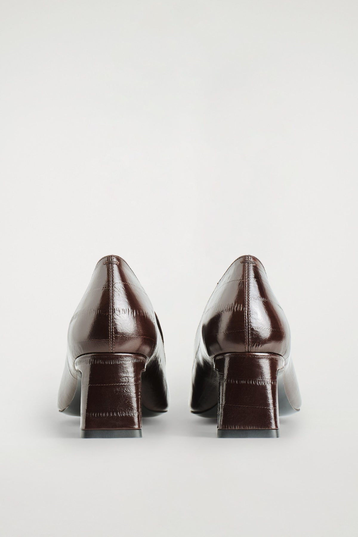 Angular Leather Heeled Loafers