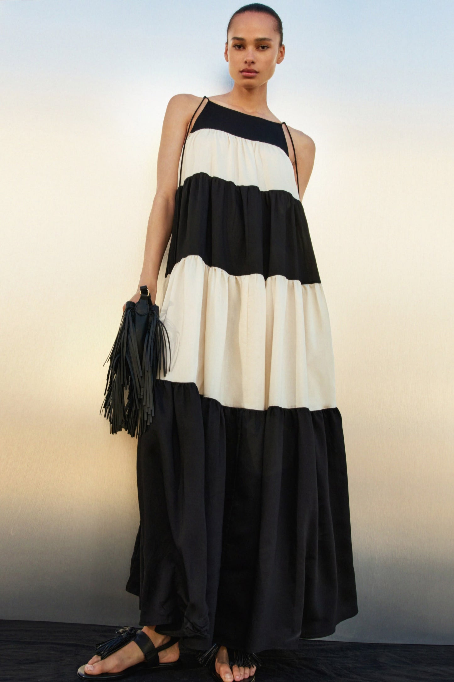 Tiered tie-strap dress