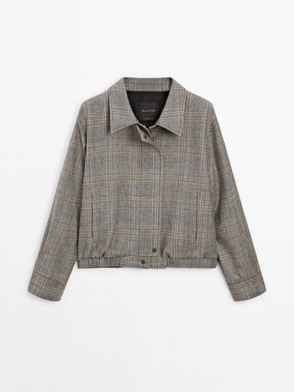 Checked bomber jacket