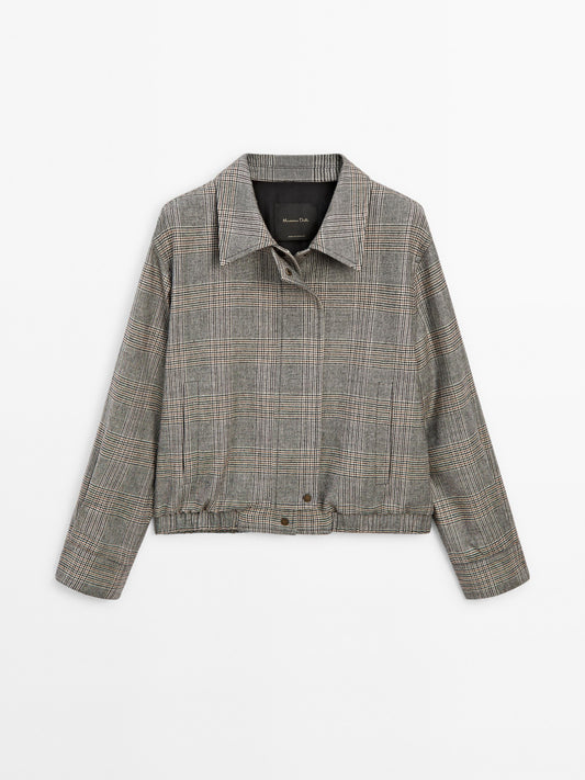 Checked bomber jacket