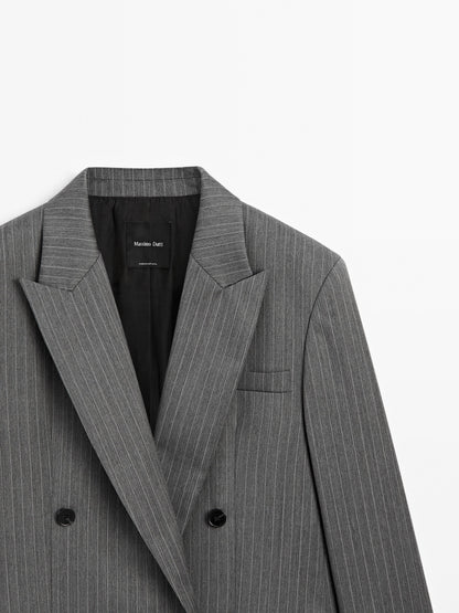 100% wool pinstripe blazer