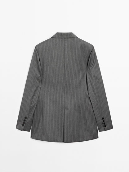 100% wool pinstripe blazer