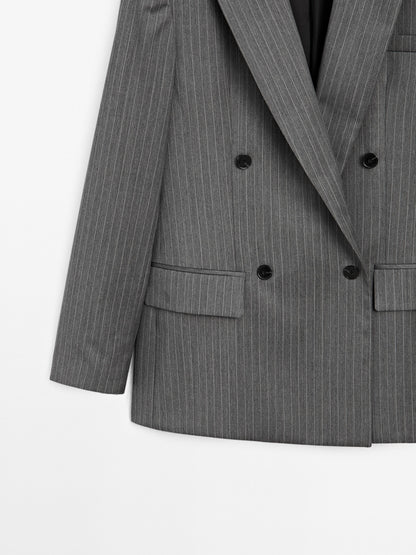100% wool pinstripe blazer