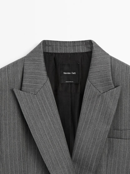 100% wool pinstripe blazer