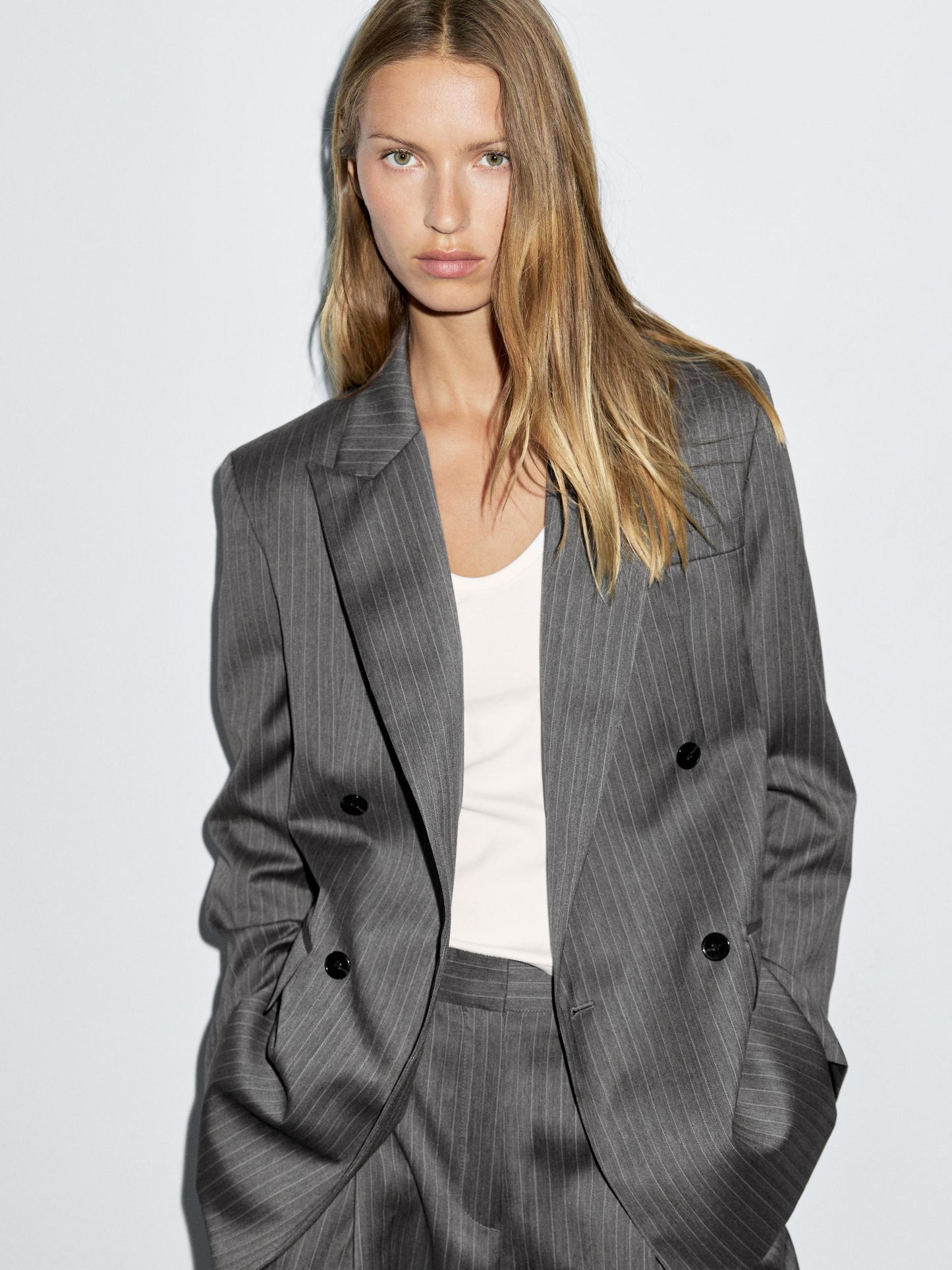 100% wool pinstripe blazer
