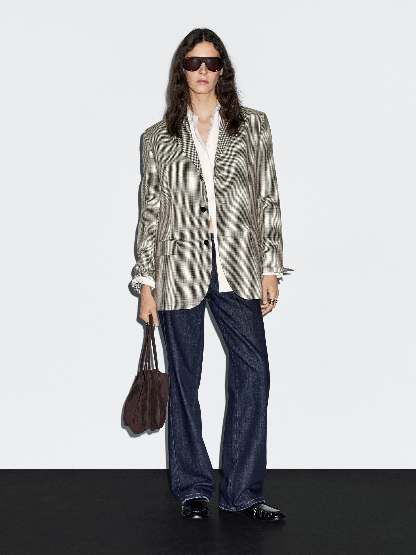 100% wool houndstooth blazer