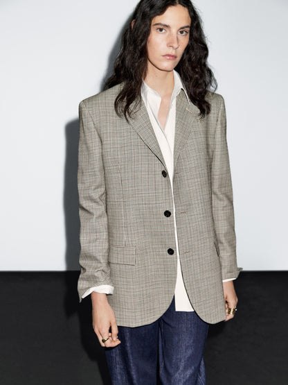 100% wool houndstooth blazer