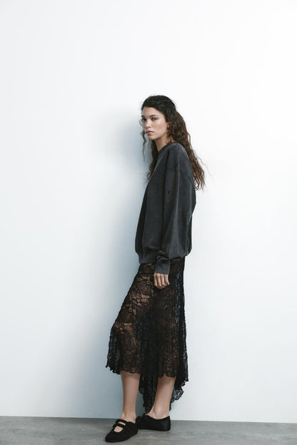 Asymmetric lace skirt
