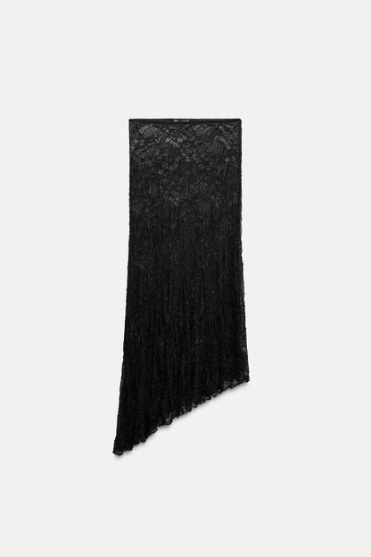 Asymmetric lace skirt