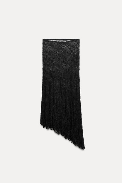 Asymmetric lace skirt