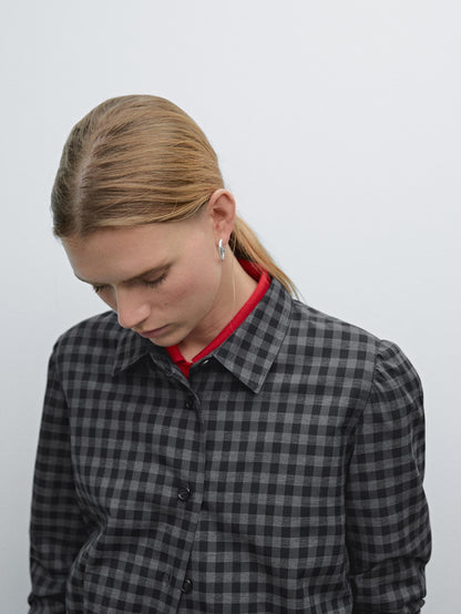 Check overshirt with elastic detail