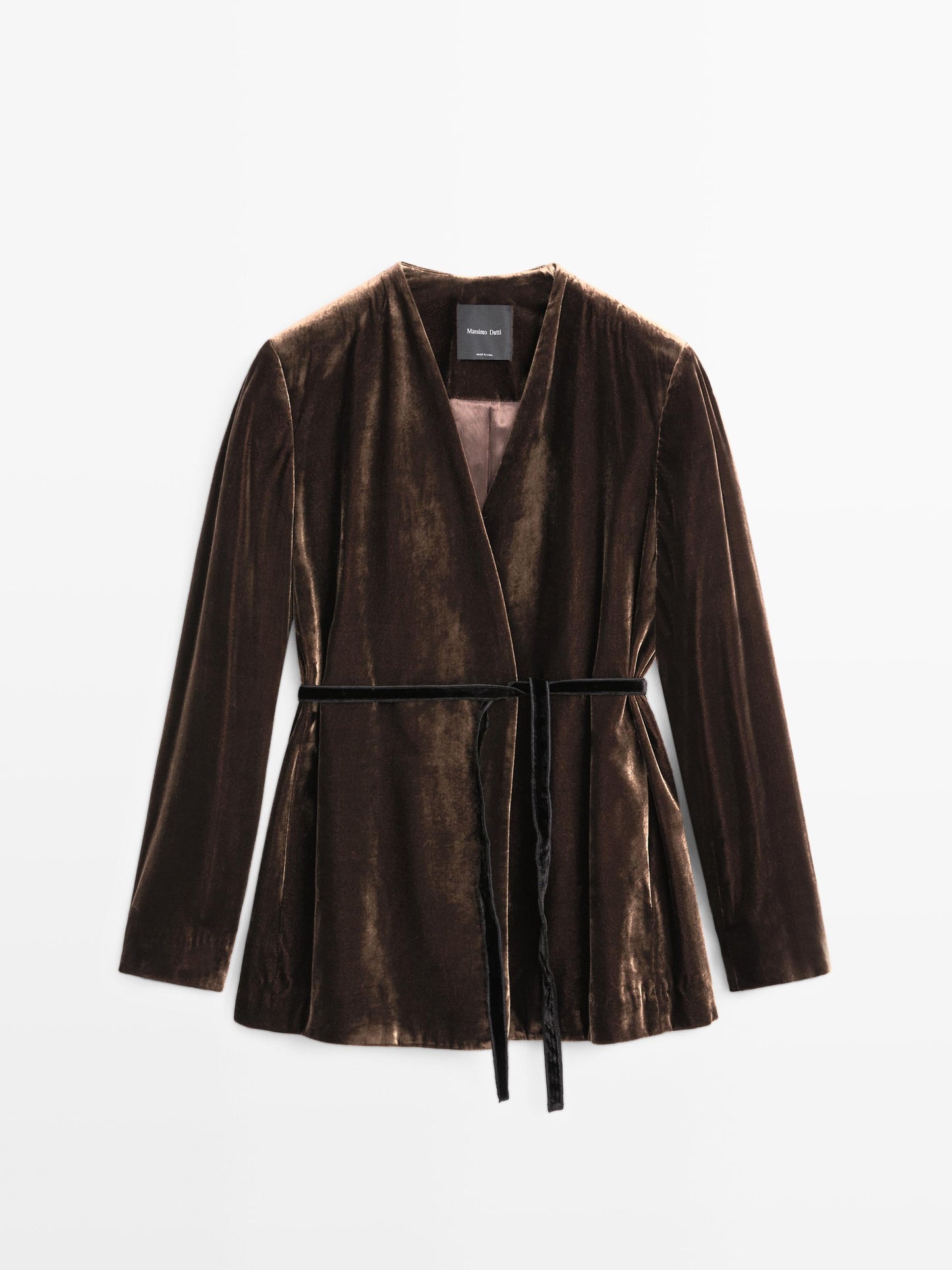 Velvet blazer with tie detail