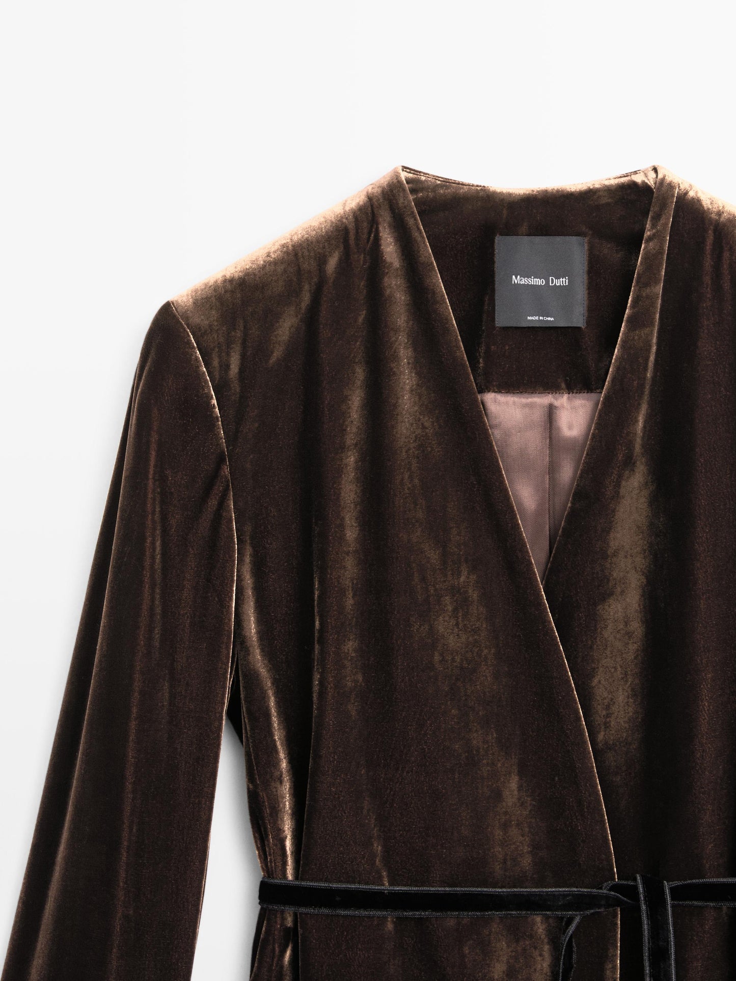 Velvet blazer with tie detail