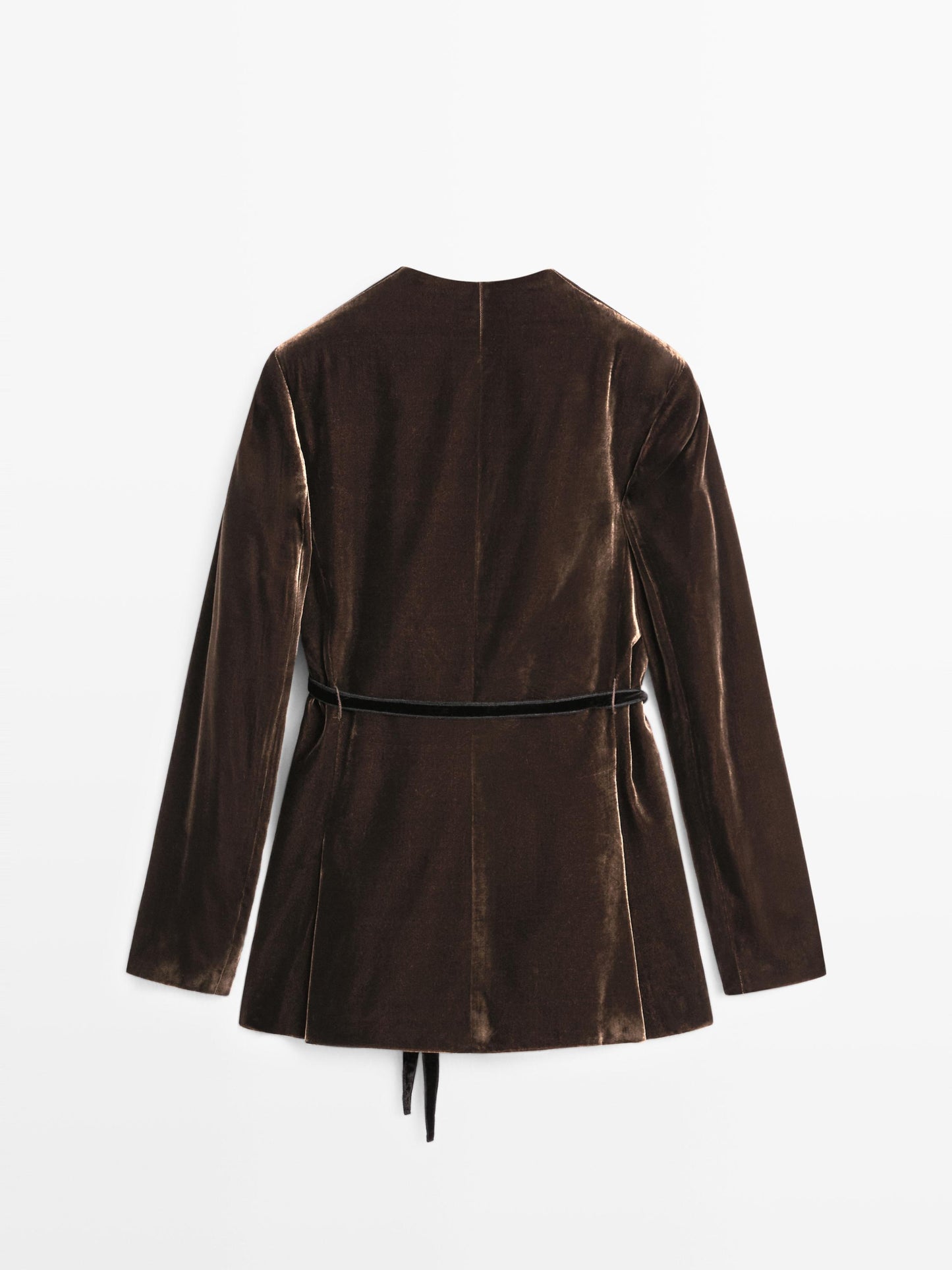 Velvet blazer with tie detail