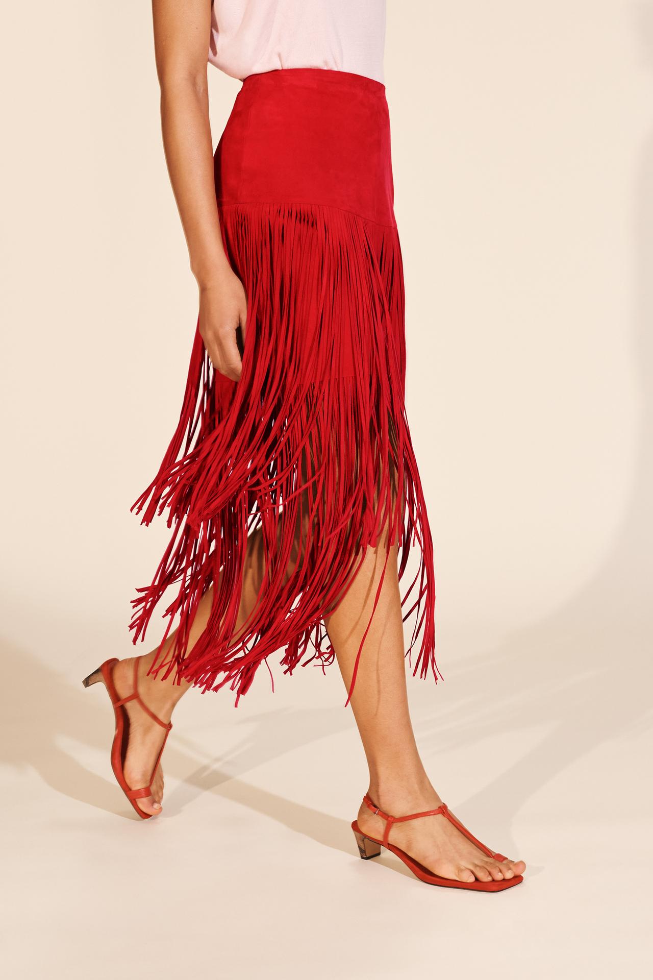 Limited Edition Suede Leather Fringe Skirt