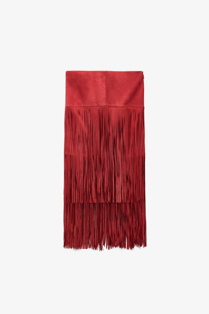 Limited Edition Suede Leather Fringe Skirt