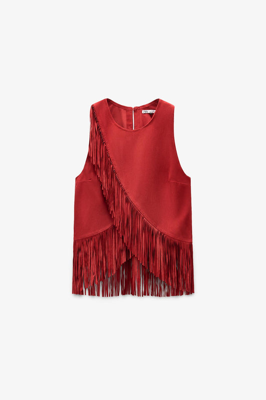 Limited Edition Suede Leather Fringed Top