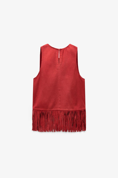 Limited Edition Suede Leather Fringed Top