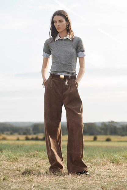 100% Suede Darted Trousers Limited Edition