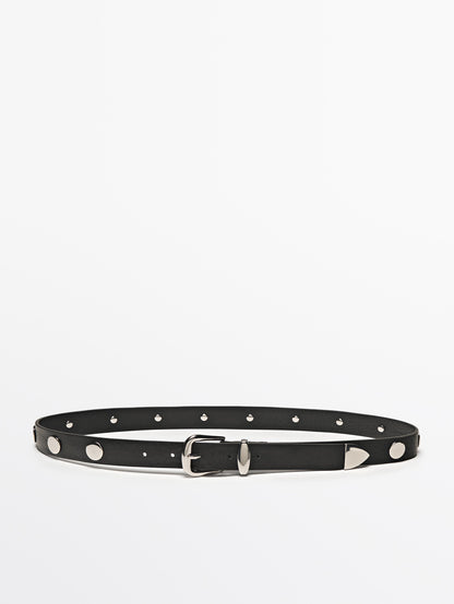Leather belt with stud details