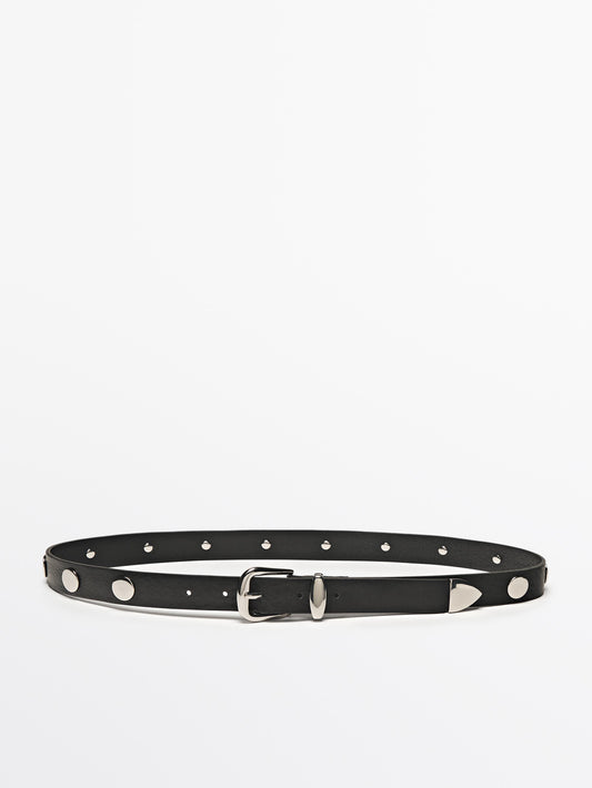 Leather belt with stud details