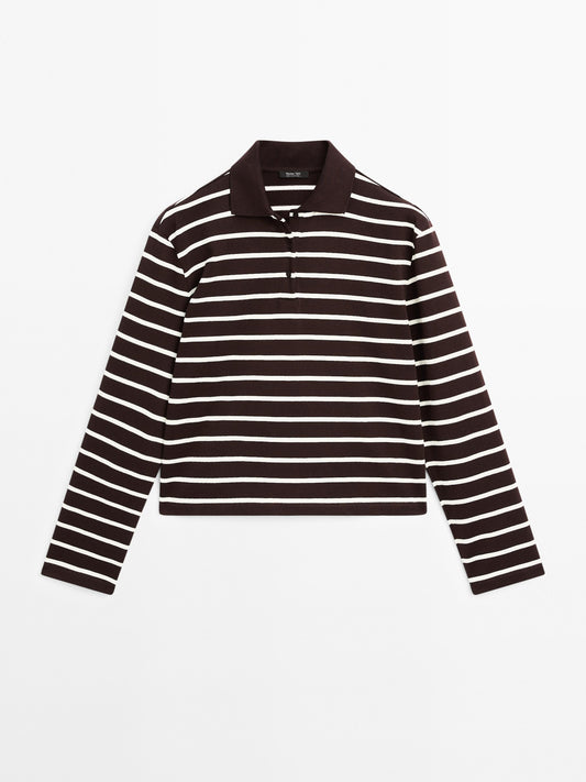 100% cotton striped polo shirt