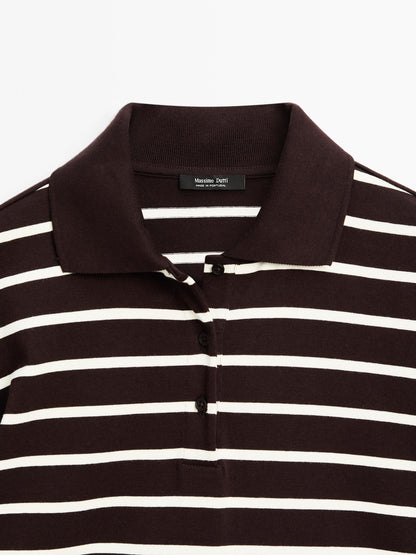 100% cotton striped polo shirt