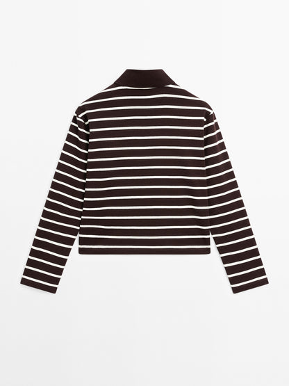 100% cotton striped polo shirt