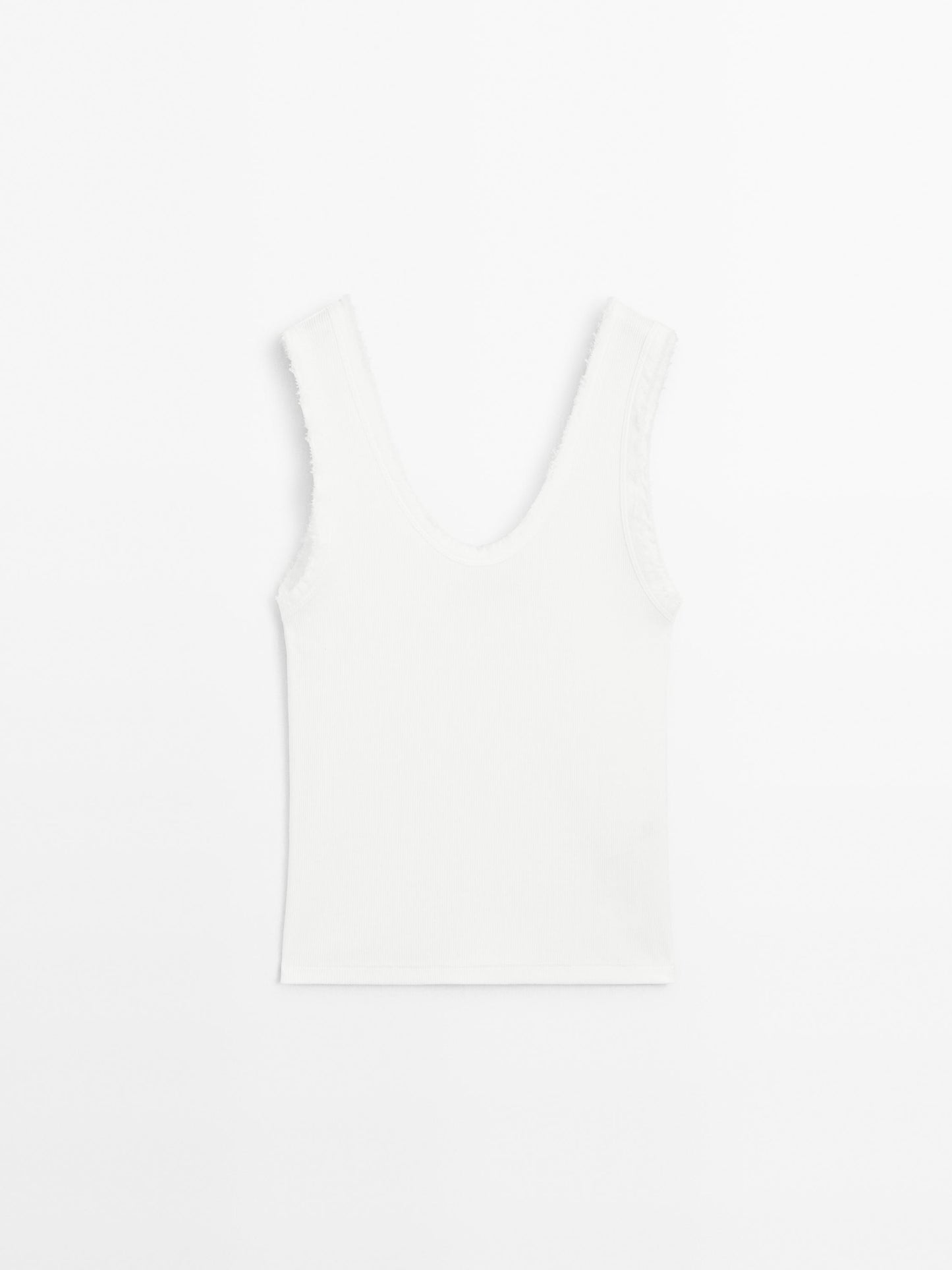 Cotton blend top with frayed piping