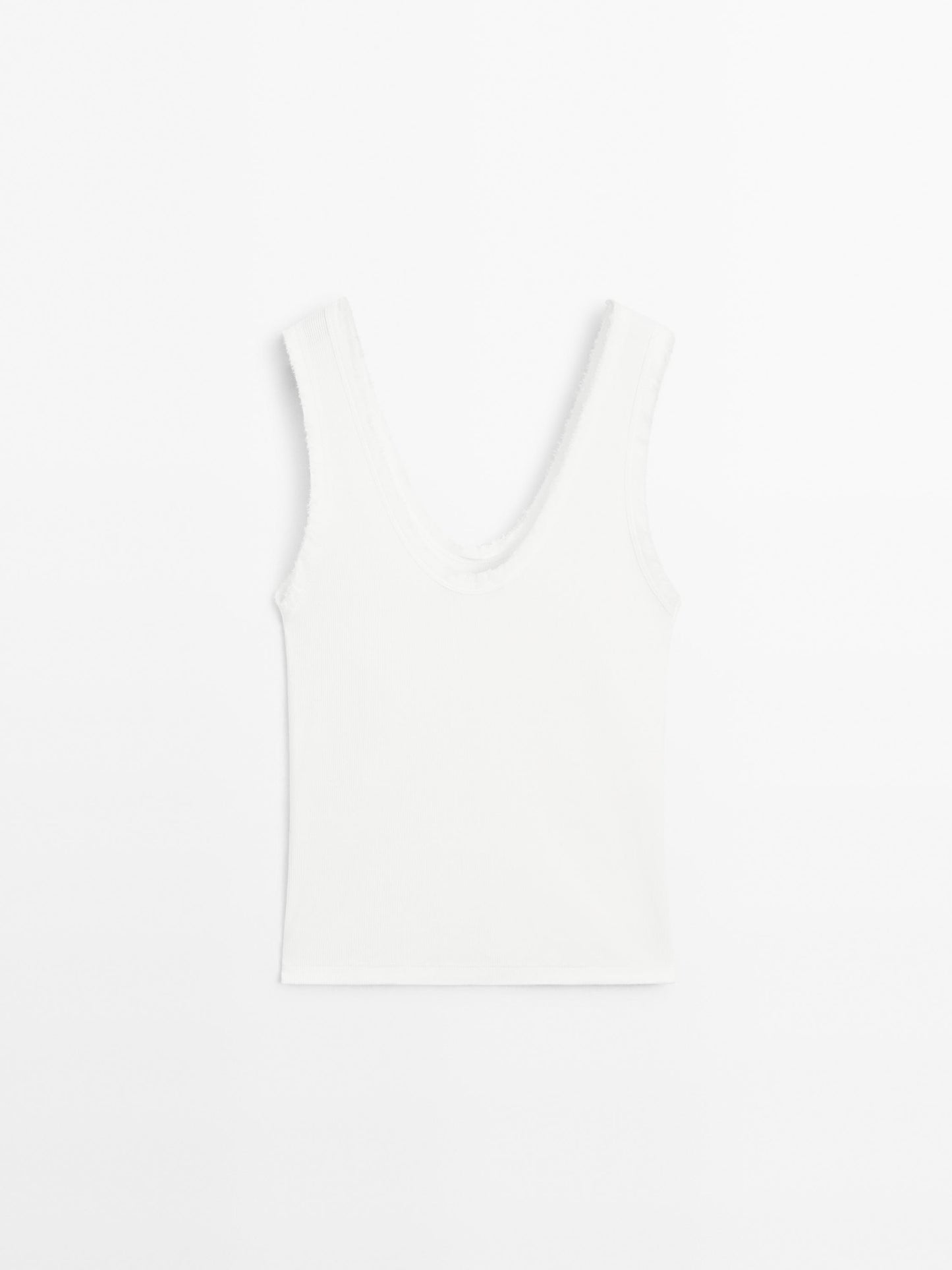 Cotton blend top with frayed piping