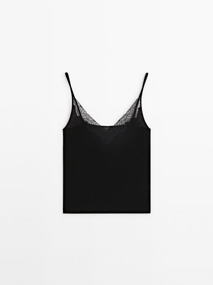 Strappy lace camisole top