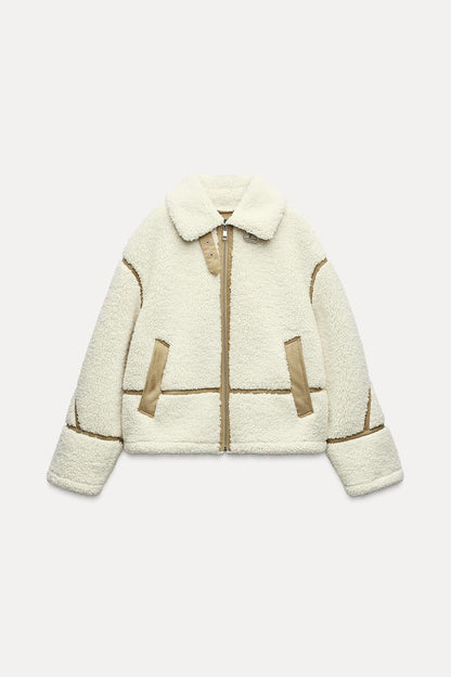 Double-faced faux shearling jacket