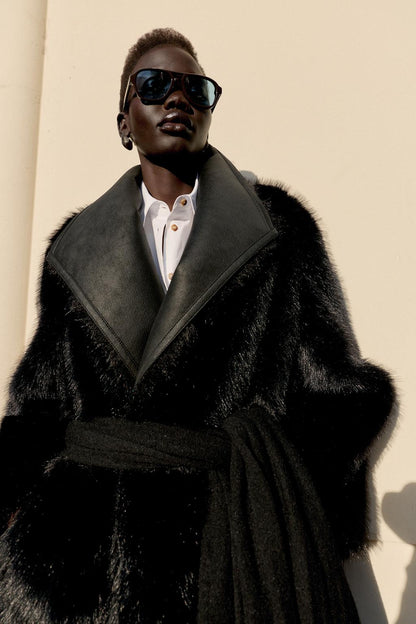 Reversible Double-Faced Faux Fur Coat