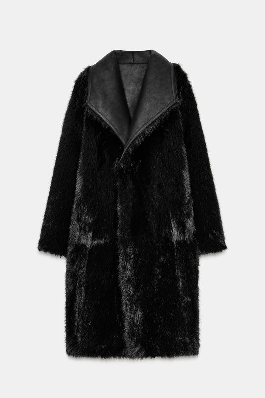 Reversible Double-Faced Faux Fur Coat