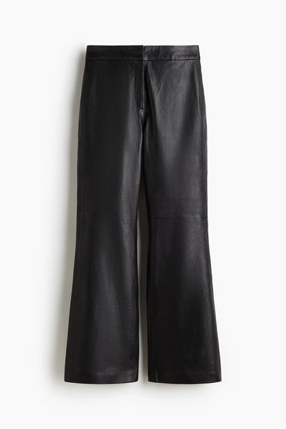 Bootcut leather trousers