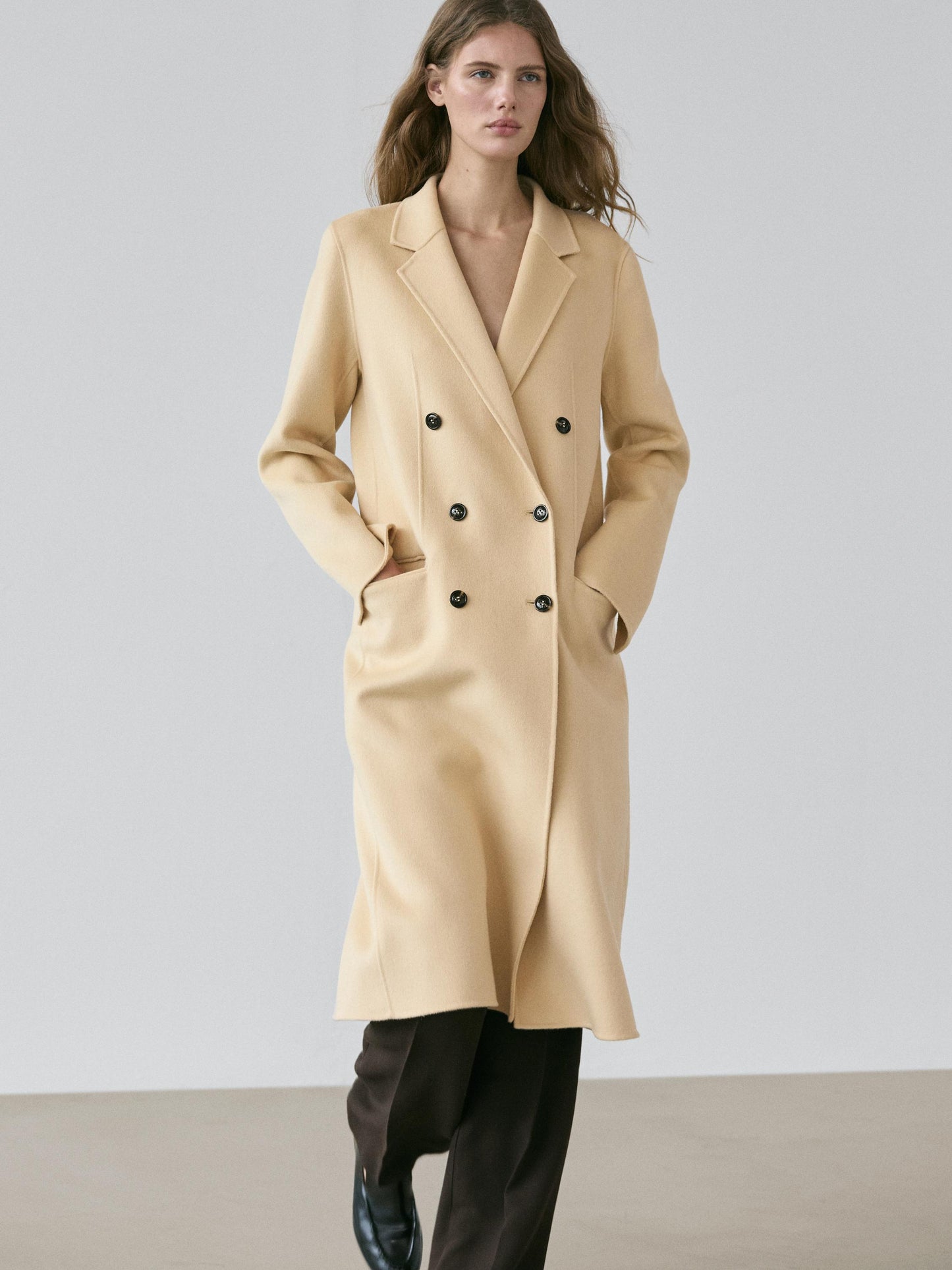 Long wool blend surplice coat