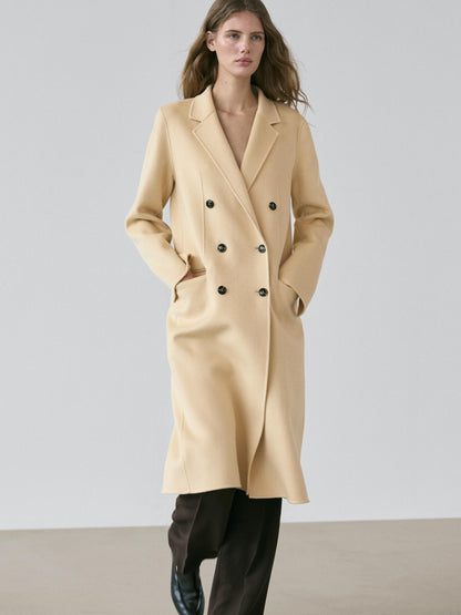 Long wool blend surplice coat