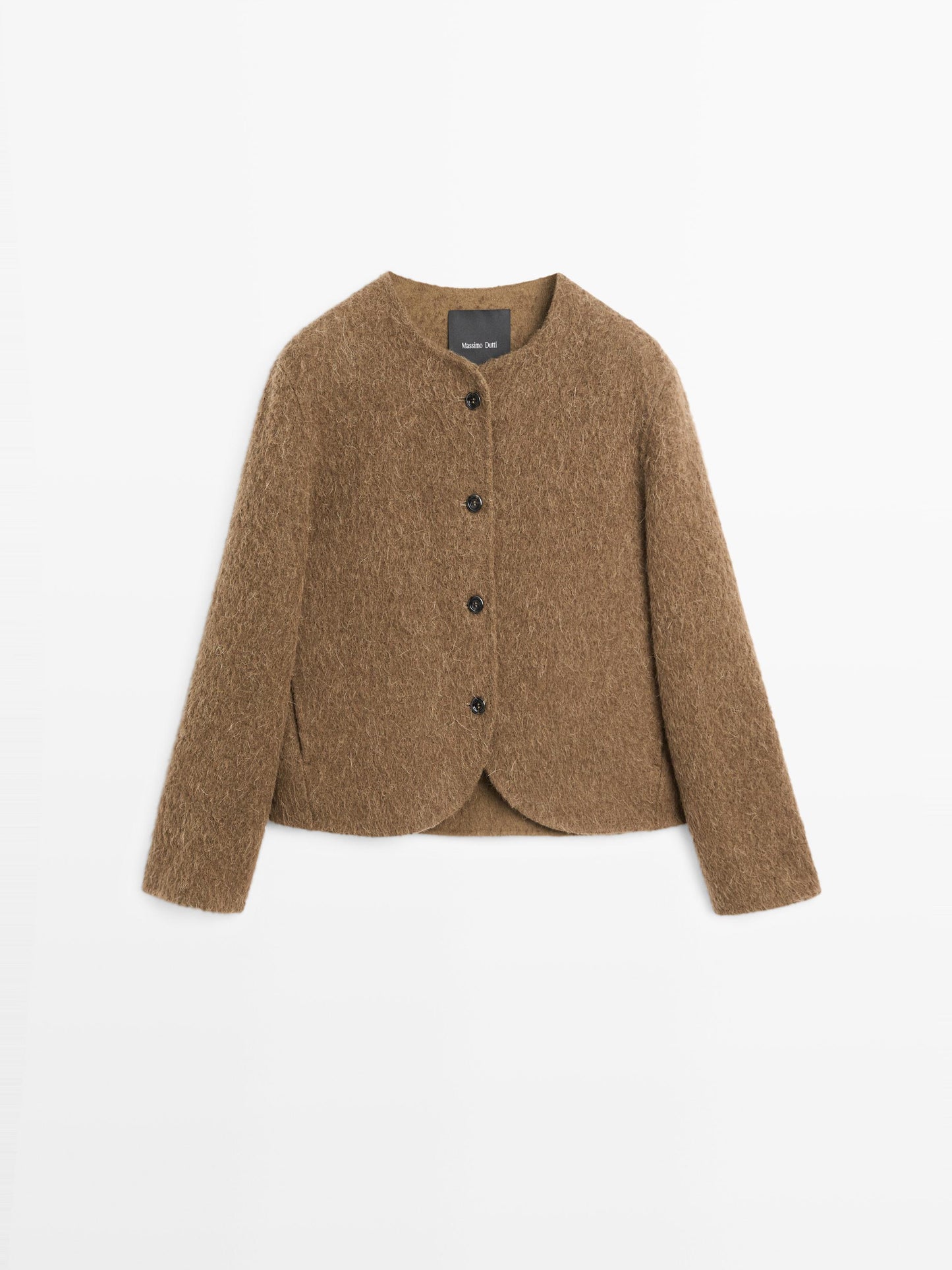 Alpaca and wool knit cardigan with brushed finish