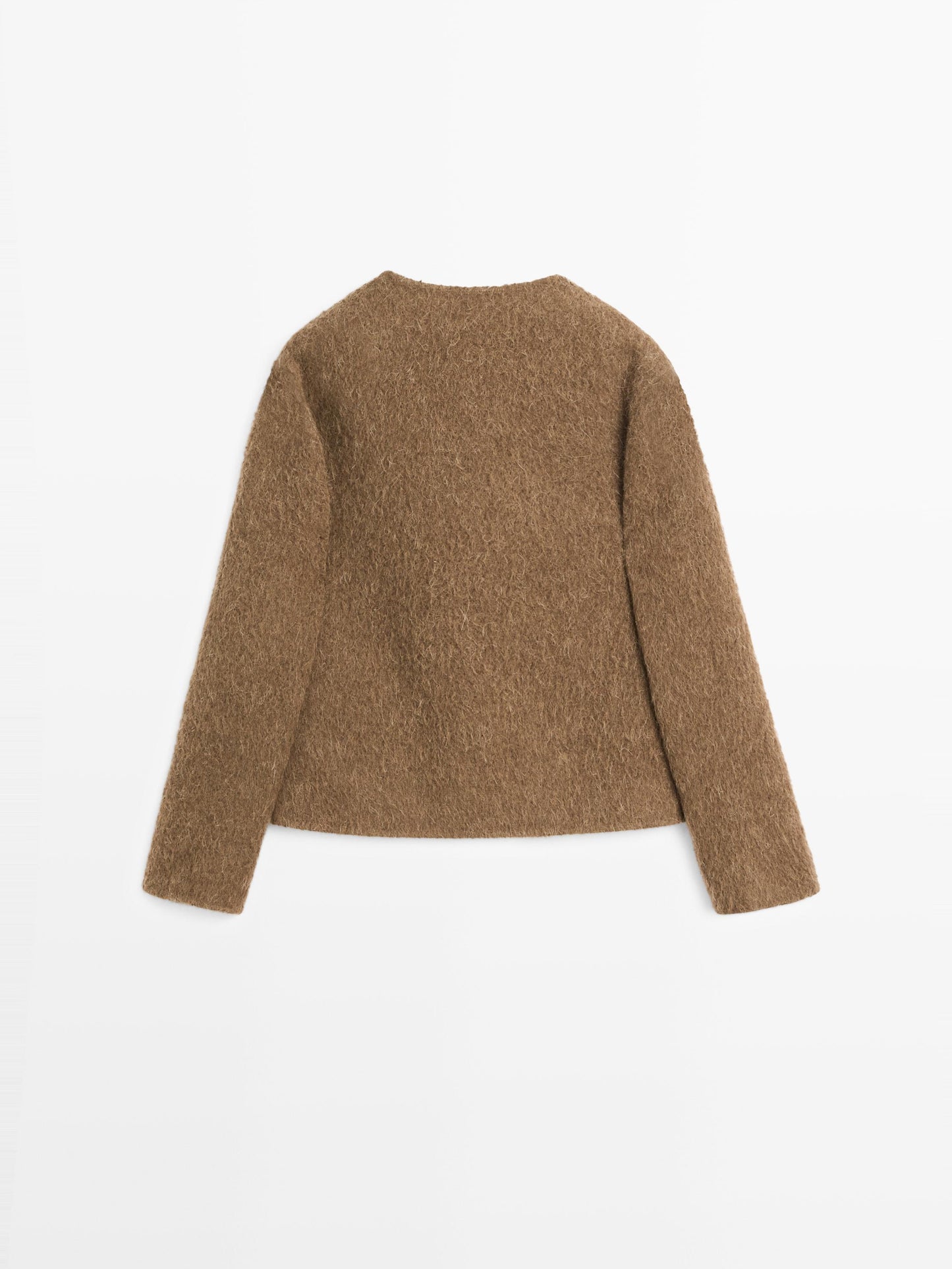 Alpaca and wool knit cardigan with brushed finish