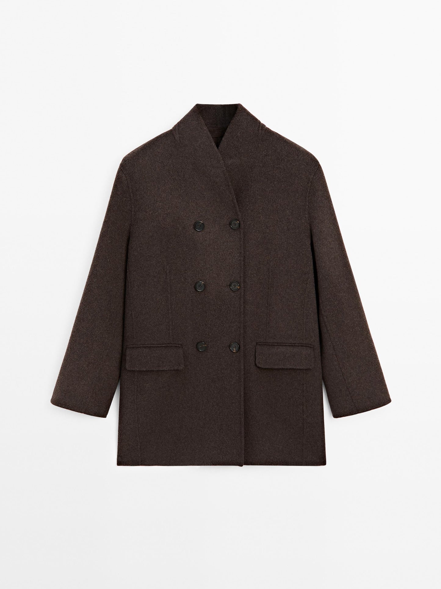 Wool blend coat with tuxedo collar