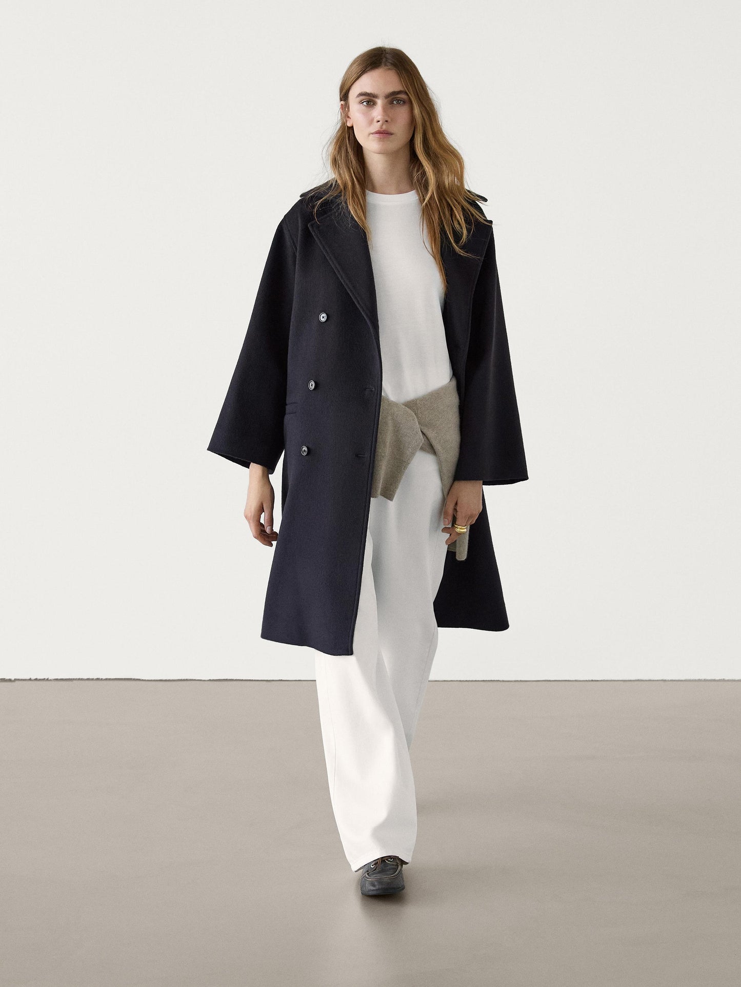 Long wool blend trench coat