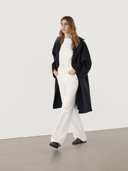 Long wool blend trench coat