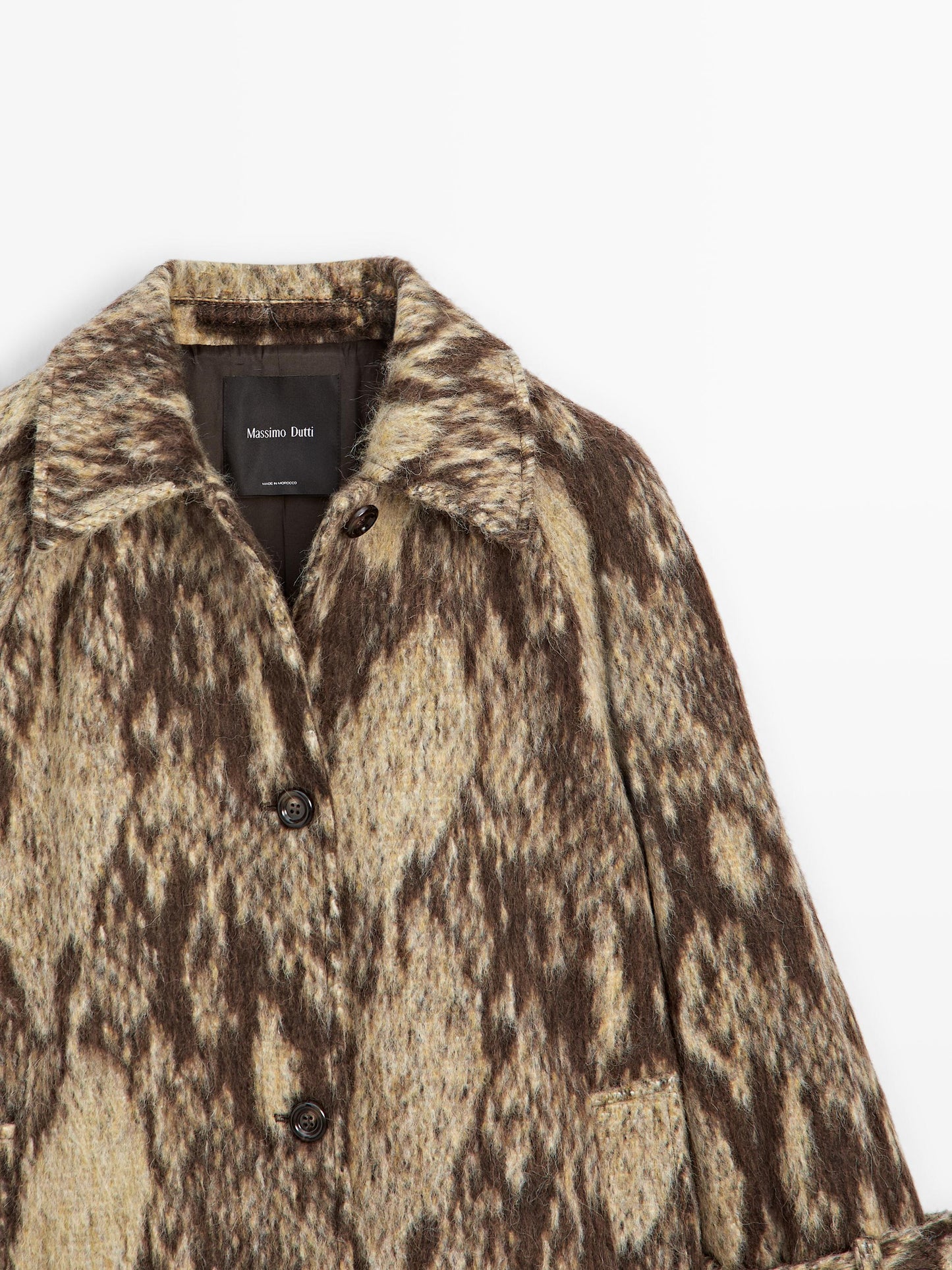 Long wool blend snakeskin print coat