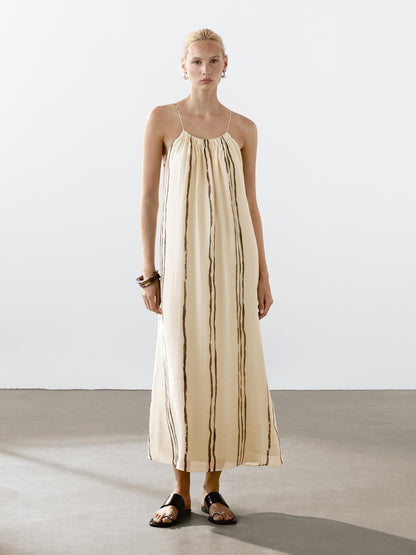 Flowing stripe print midi dress