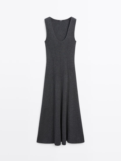 Long A-line knit dress