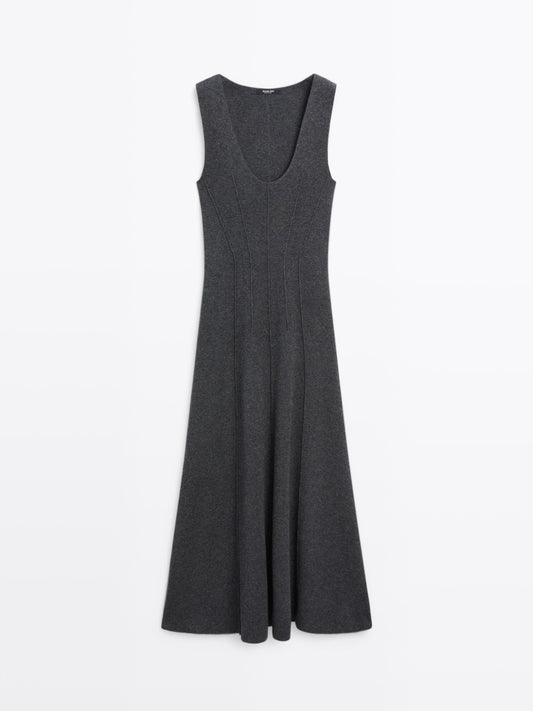 Long A-line knit dress