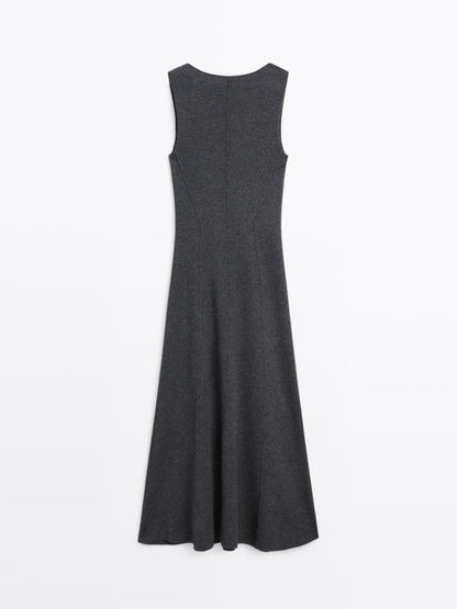 Long A-line knit dress