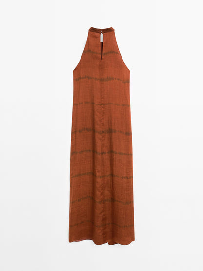 Long striped halter dress