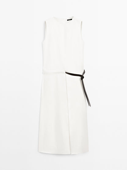 Midi dress with belt detail